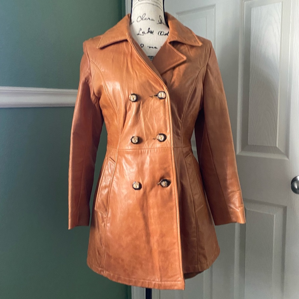 🧡VINTAGE GOLDEN BEAR COGNAC LEATHER JACKET🧡